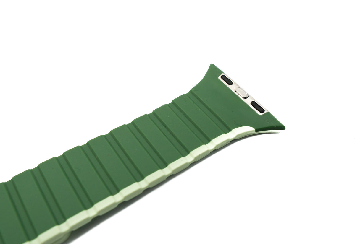 Armband 42 44 45 49 mm aus Silikon flexibel magnetisch für Apple Watch Smartwatch Grün Lime | System-S