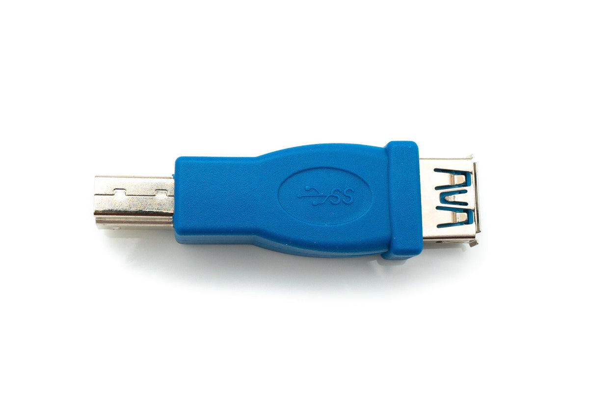 USB 3.0 Adapter Typ B Stecker zu Typ A Buchse Kabel in Blau | System-S
