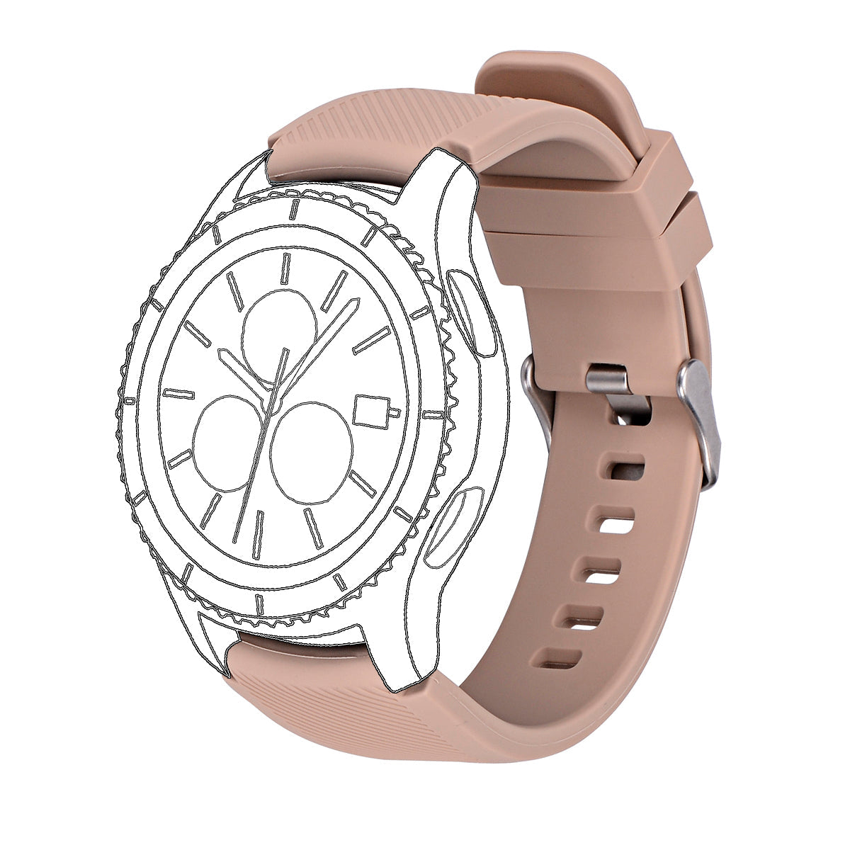SYSTEM-S flexible silicone 22mm strap for Samsung Gear S3 Smartwatch in light brown