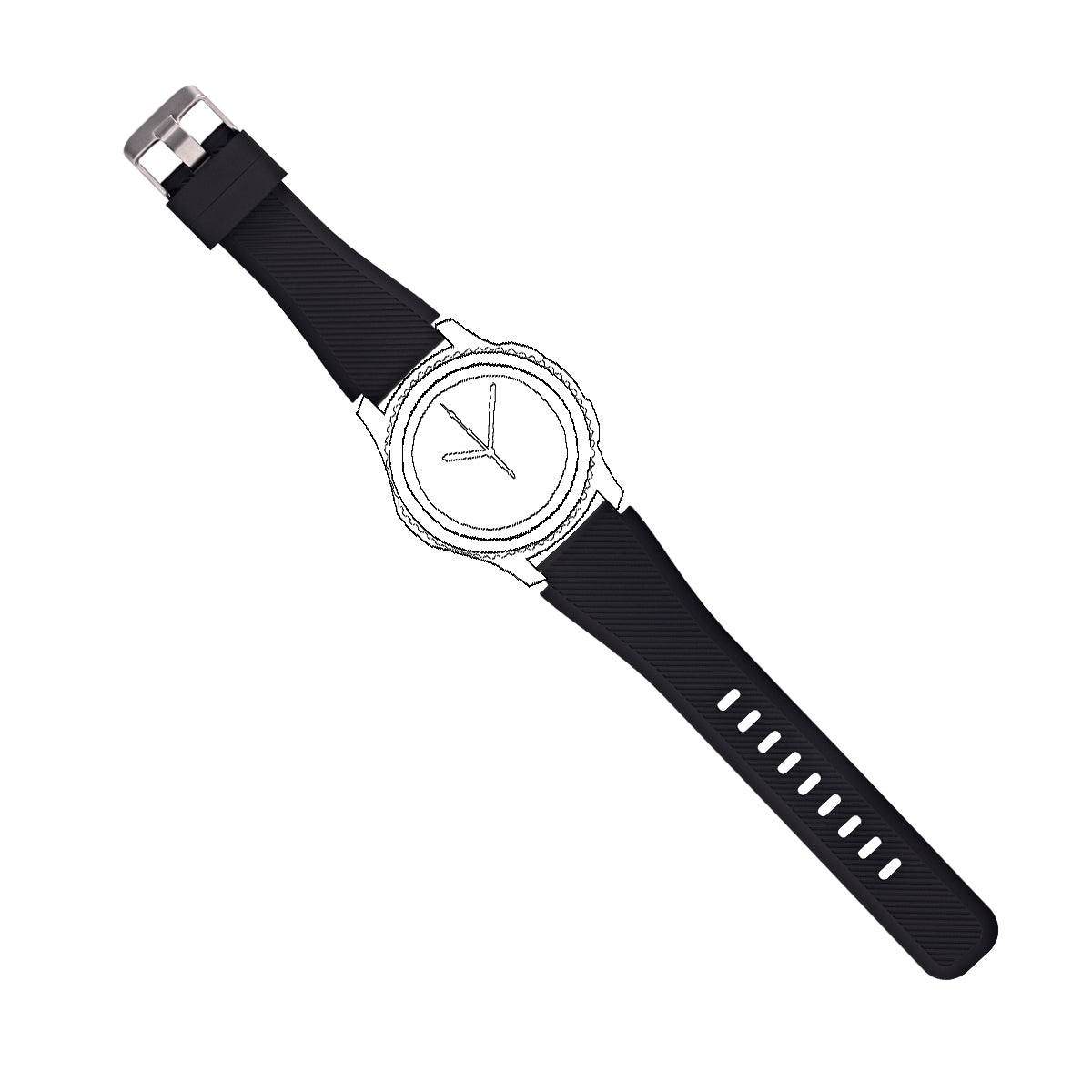 Armband flexibel aus Silikon 20mm für Huawei Watch 2 Smartwatch Schwarz | System-S