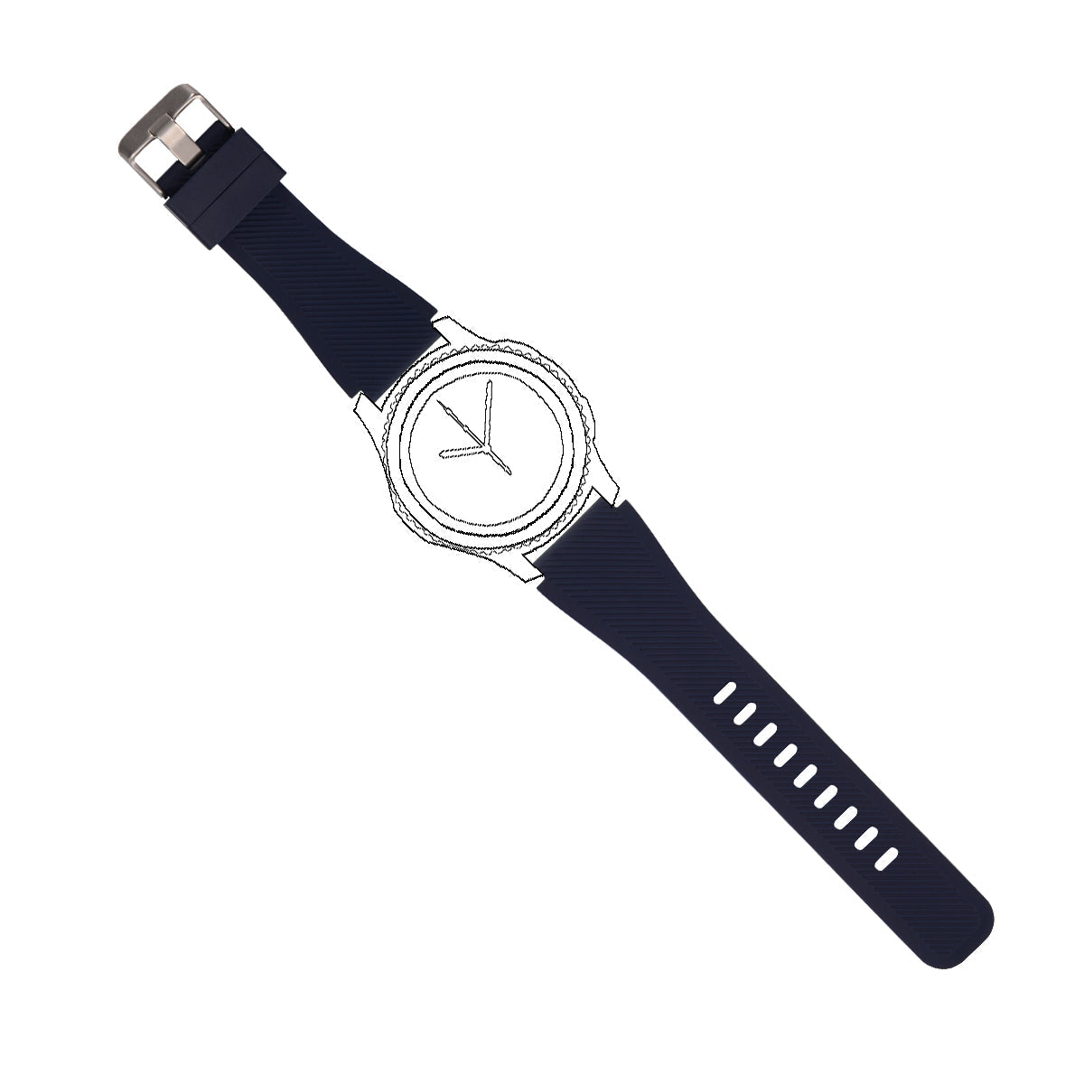 Armband flexibel aus Silikon 20mm für Huawei Watch 2 Smartwatch Dunkelblau | System-S