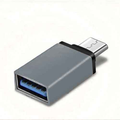 SYSTEM-S USB OTG On The Go Adapter USB Typ C 3.1 (male) zu USB A 3.0 (female) Konverter Adapter in Grau - DREIKS