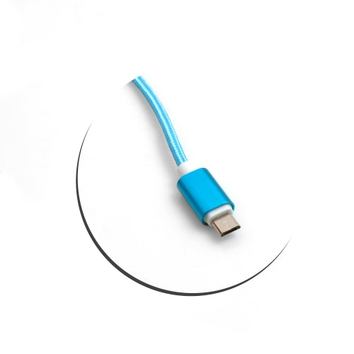 Micro USB Kabel (male) zu USB A 2.0. (male) Adapter Datenkabel Ladekabel 25cm Nylon-Geflochten in Blau | System-S