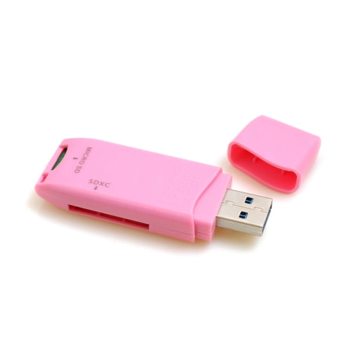 SYSTEM-S 2 in 1 USB Typ A 3.0 zu Micro SD SDXC SDHC Kartenleser Adapter in Pink - DREIKS