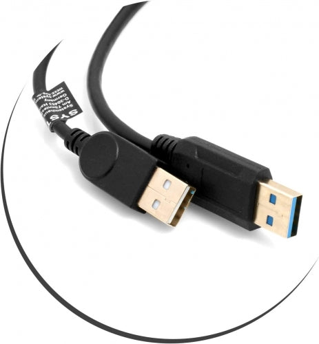 SYSTEM-S USB 3.1 Kabel 25 cm Typ C Stecker zu 2.0 Mini B Buchse Left Right Angled Winkel Adapter in Schwarz - DREIKS