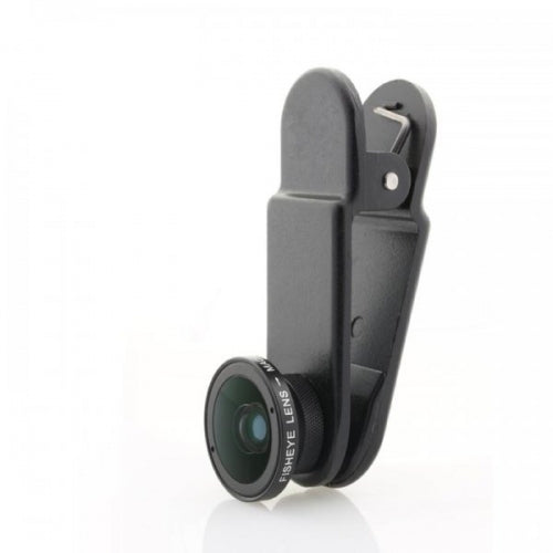 SYSTEM-S Fischaugen und Makro Linse mit Clip und Schutztasche in Schwarz für Smartphone - DREIKS