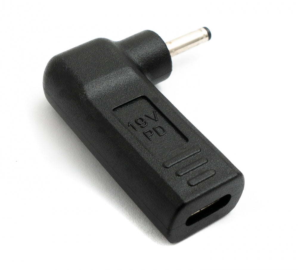SYSTEM-S USB 3.1 Adapter Type C Female to DC 20V 3.0 x 1.1 mm Male Angle Cable Black