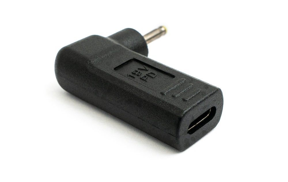 SYSTEM-S USB 3.1 Adapter Type C Female to DC 20V 2.5 x 0.7 mm Male Angle Cable Black