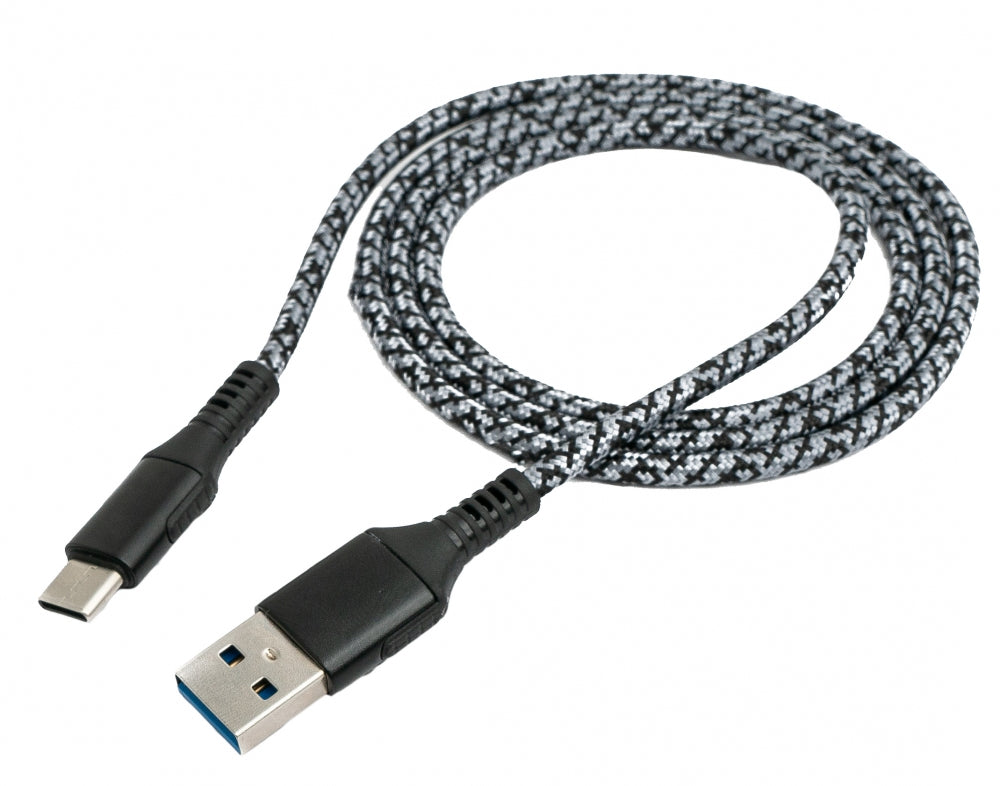 SYSTEM-S USB 3.1 cable 1 m Type C male to 3.0 Type A male braided Black