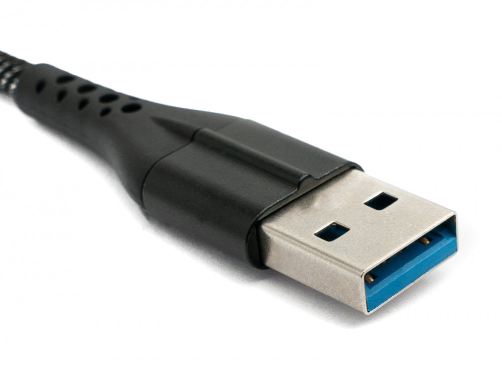 SYSTEM-S USB 3.1 Kabel 1 m Typ C Stecker zu 3.0 Typ A Stecker geflochten Schwarz - DREIKS