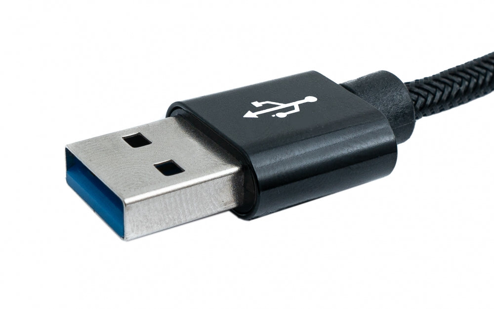 SYSTEM-S USB 3.1 Kabel 3 m Typ C Stecker zu 3.0 Typ A Stecker Kabel geflochten Schwarz - DREIKS