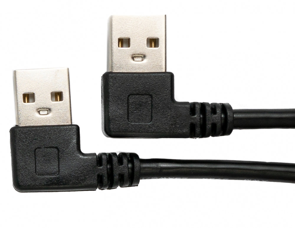 USB 2.0 Kabel 30 cm Typ A Stecker zu Stecker Winkel in Schwarz | System-S