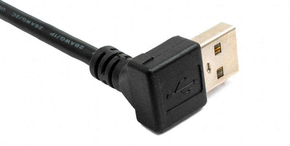 USB 2.0 Kabel 100 cm Typ A Buchse zu Stecker Schraube Winkel Schwarz | System-S