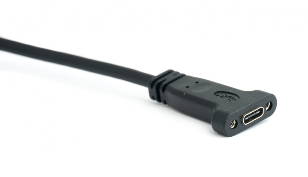 USB 3.1 Kabel 50cm Typ E Stecker zu Typ C Buchse PCI Schraube in Schwarz | System-S