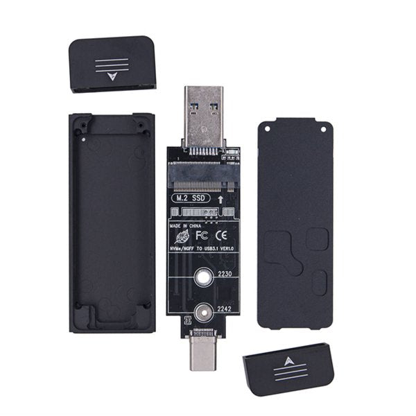 SYSTEM-S NVME M-key M.2 NGFF adapter to USB 3.1 Type C & 2.0 Type A connector for SATA SSD