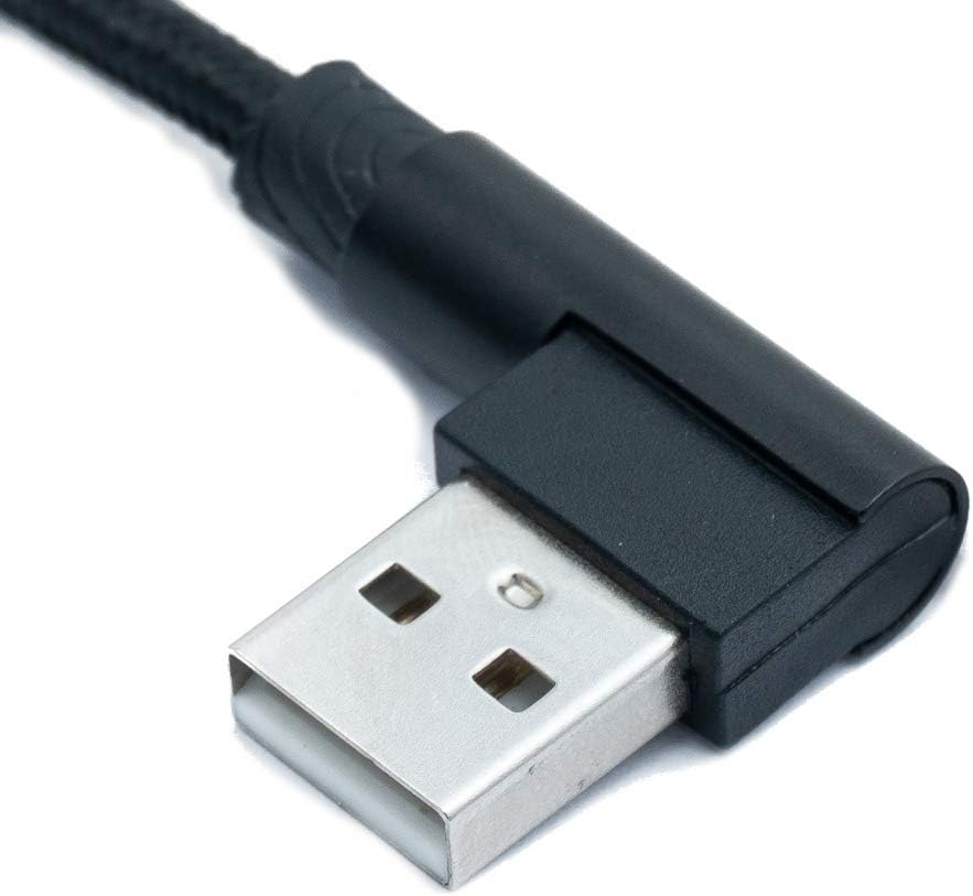 USB 3.1 Kabel 100 cm Typ C Stecker zu 2.0 A Stecker Winkel geflochten Schwarz | System-S