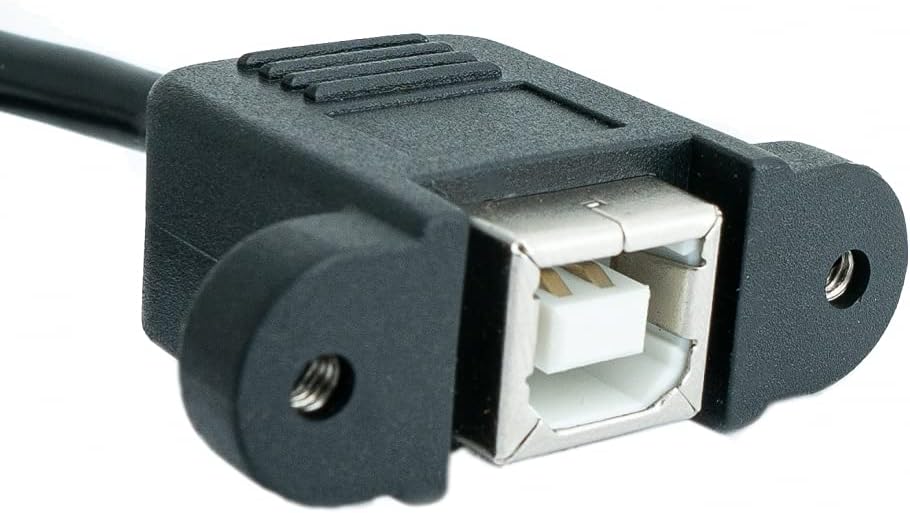 SYSTEM-S USB 2.0 Kabel 30 cm Typ B Stecker zu Buchse mit Schraube Winkel Schwarz - DREIKS