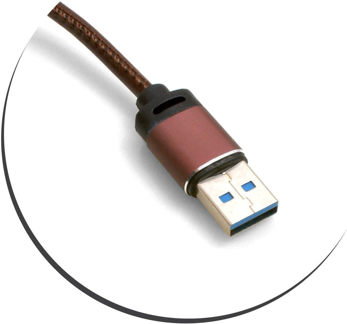 Micro USB zu USB A 3.0 Kabel 100 cm Lederoptik in Braun | System-S