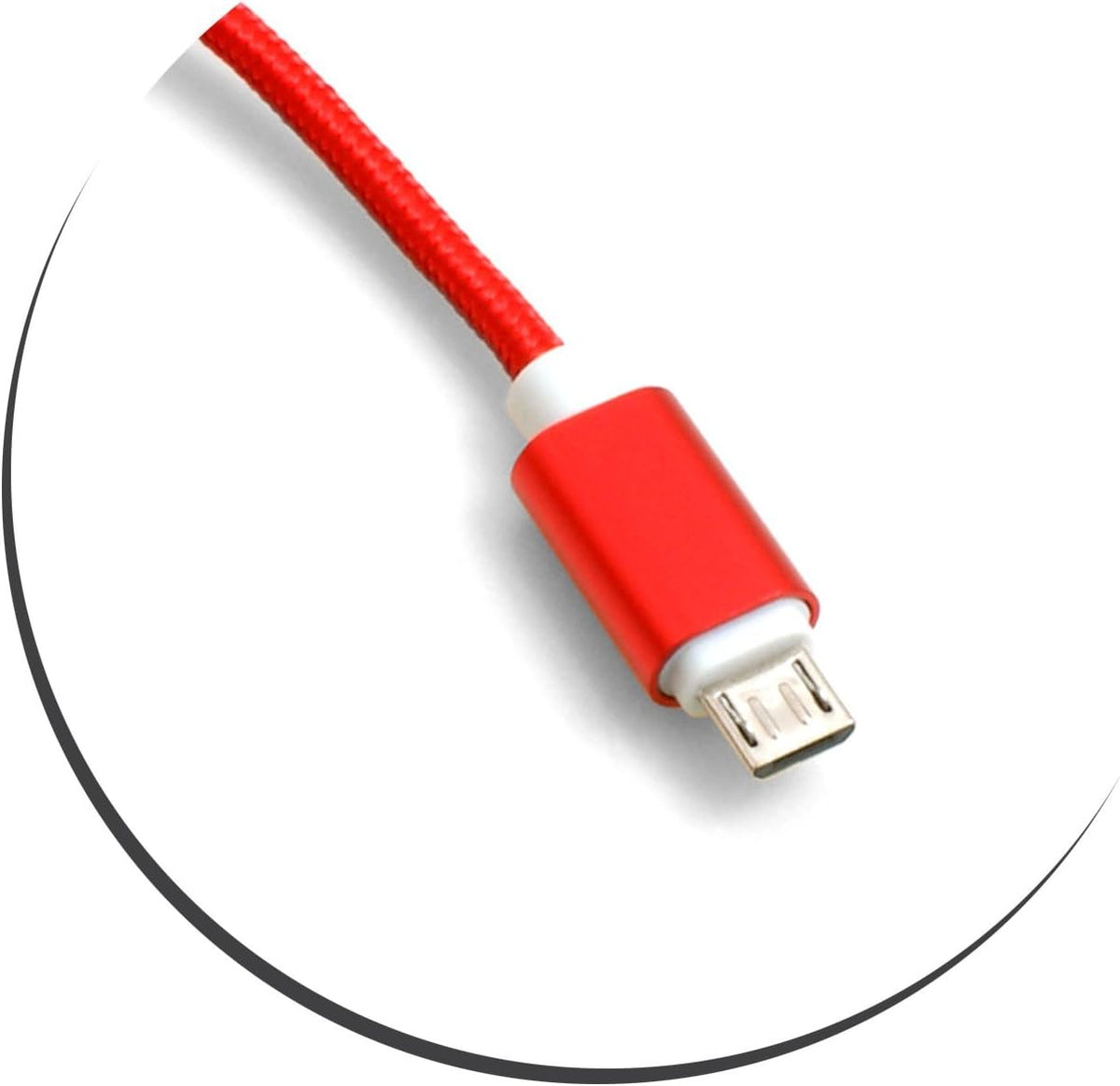 SYSTEM-S Micro USB Kabel (male) zu USB A 2.0. (male) Adapter Datenkabel Ladekabel 25cm Nylon-Geflochten in Rot - DREIKS