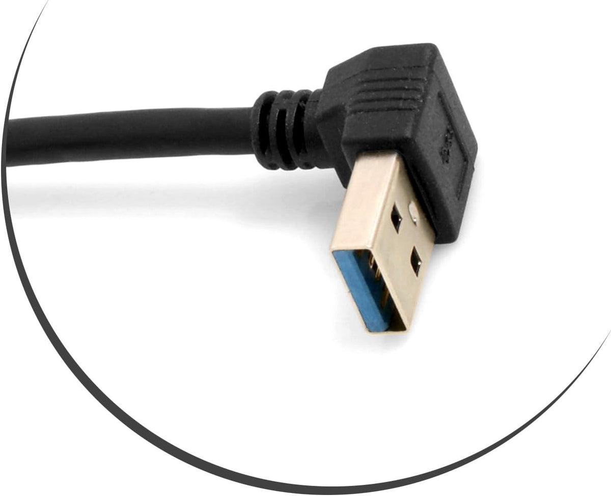 USB Typ A 3.0 (Female) zu USB Typ A 3.0 (Male) 90 Grad gewinkelt Aufwärtswinkel Kabel 23cm Schwarz | System-S