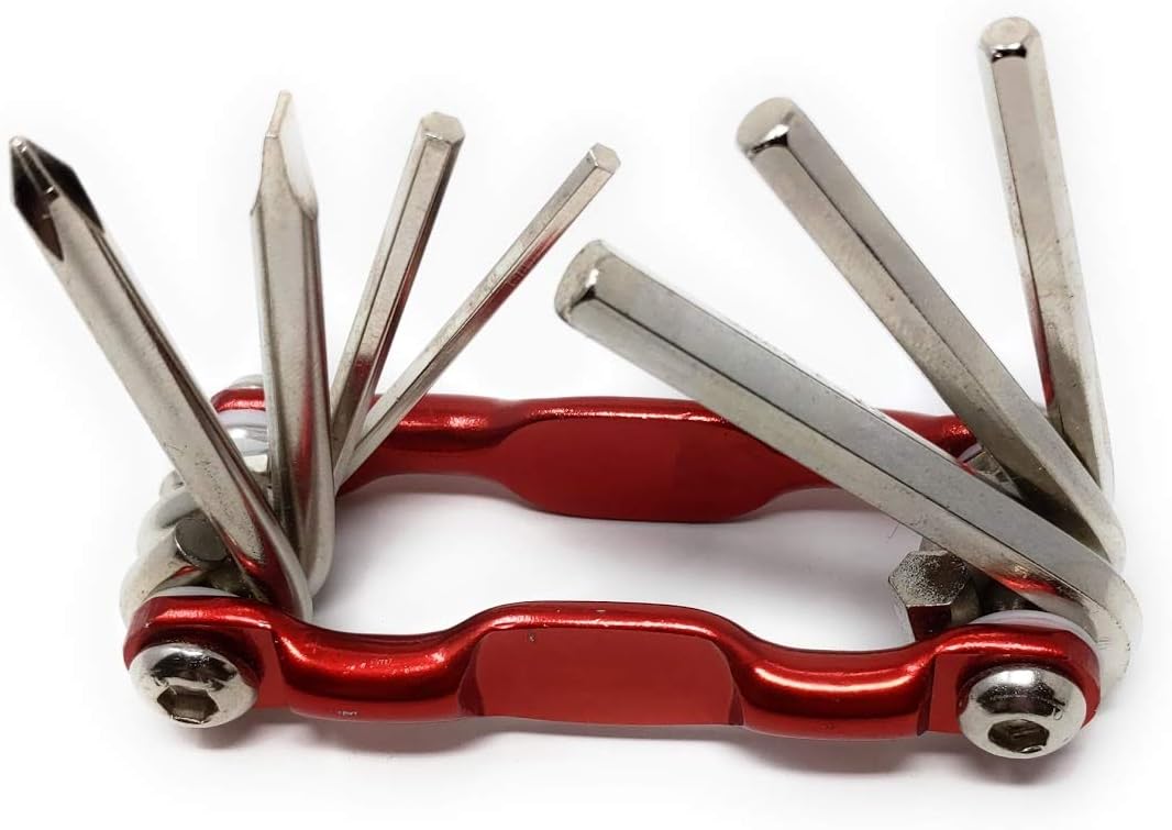 System-S folding multi-tool tool kit, red, 7 in 1