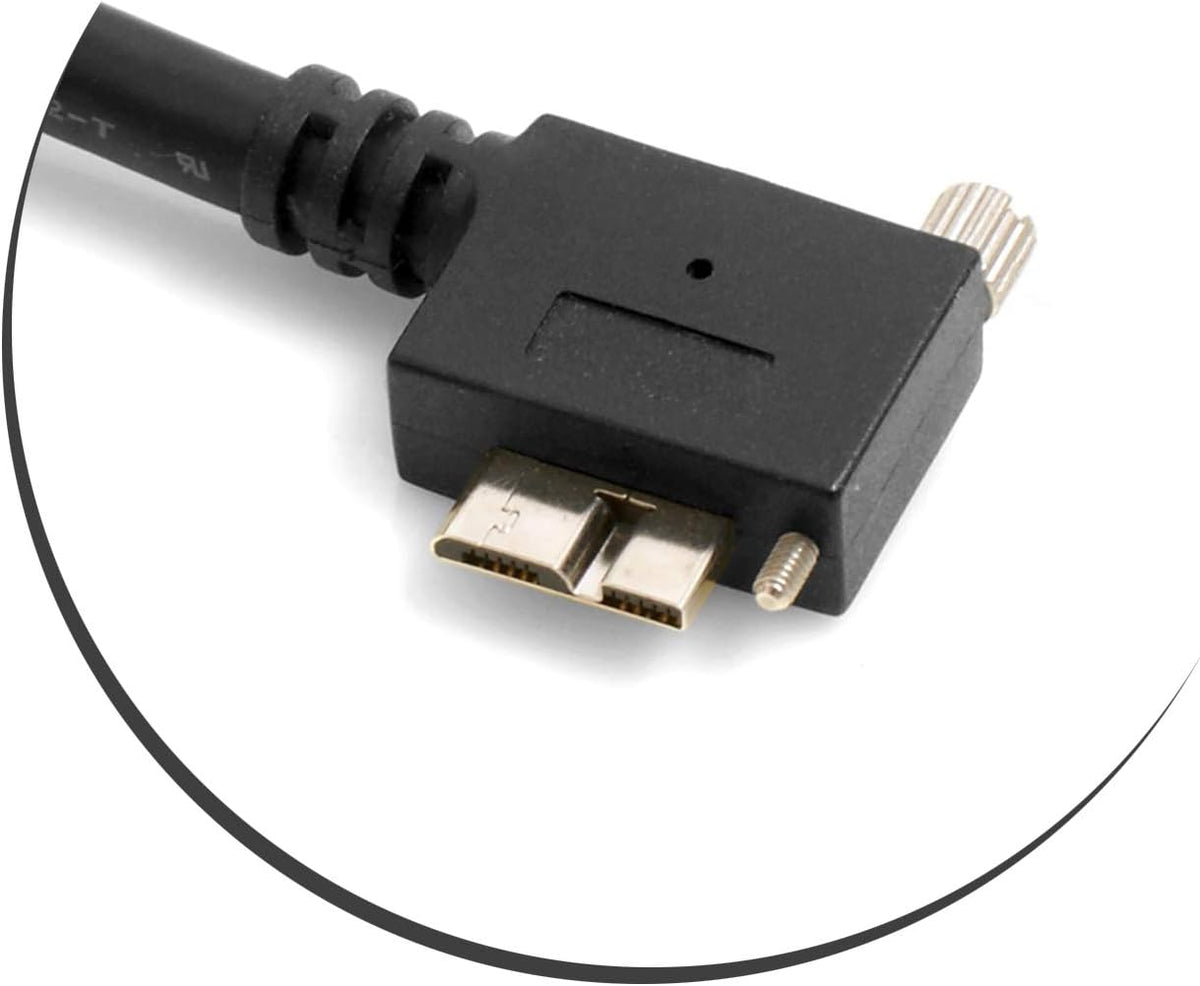 System-S USB 3.0 A to Micro USB 3.0 90 Degree Left Angle 5 Meter Cable with Locking Screw