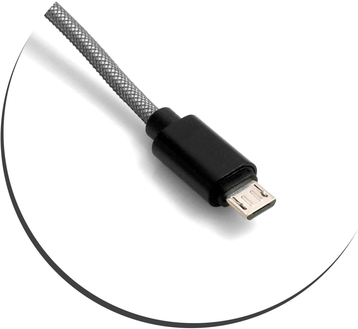 System-S Micro USB (Male) to USB A 2.0 (Male) Cable 25 cm Braided Nylon Jacket Gray
