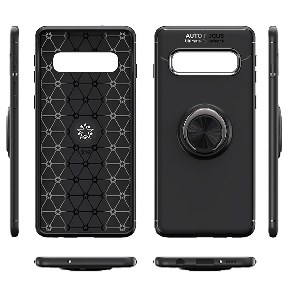 NALIA Ring Hülle kompatibel mit Samsung Galaxy S10 Plus, Schutzhülle Cover magnetische Silikon Handyhülle für KFZ-Halterung 360-Grad Finger-Halter, Dünnes Case Ständer Slim Etui Bumper