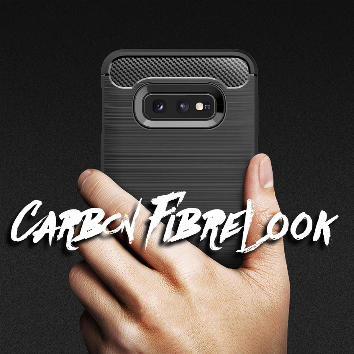 NALIA Silikonhülle für Samsung Galaxy S10e – Rutschfest & Matt – VORTEX (Gebürstete Optik & Carbon Design) – Marke aus Berlin
