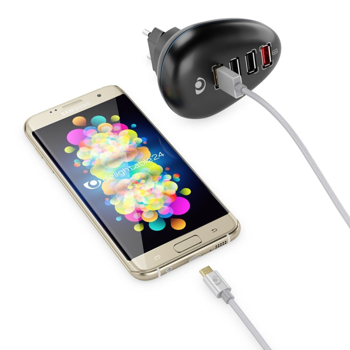 NALIA 2m Micro USB Kabel, Stabiles Nylon umflochtenes Sync Handy High Speed Ladekabel/ Datenkabel kompatibel mit z.B. Android Smartphones, Samsung, Huawei, HTC, LG, Sony, Nokia etc. - Silber