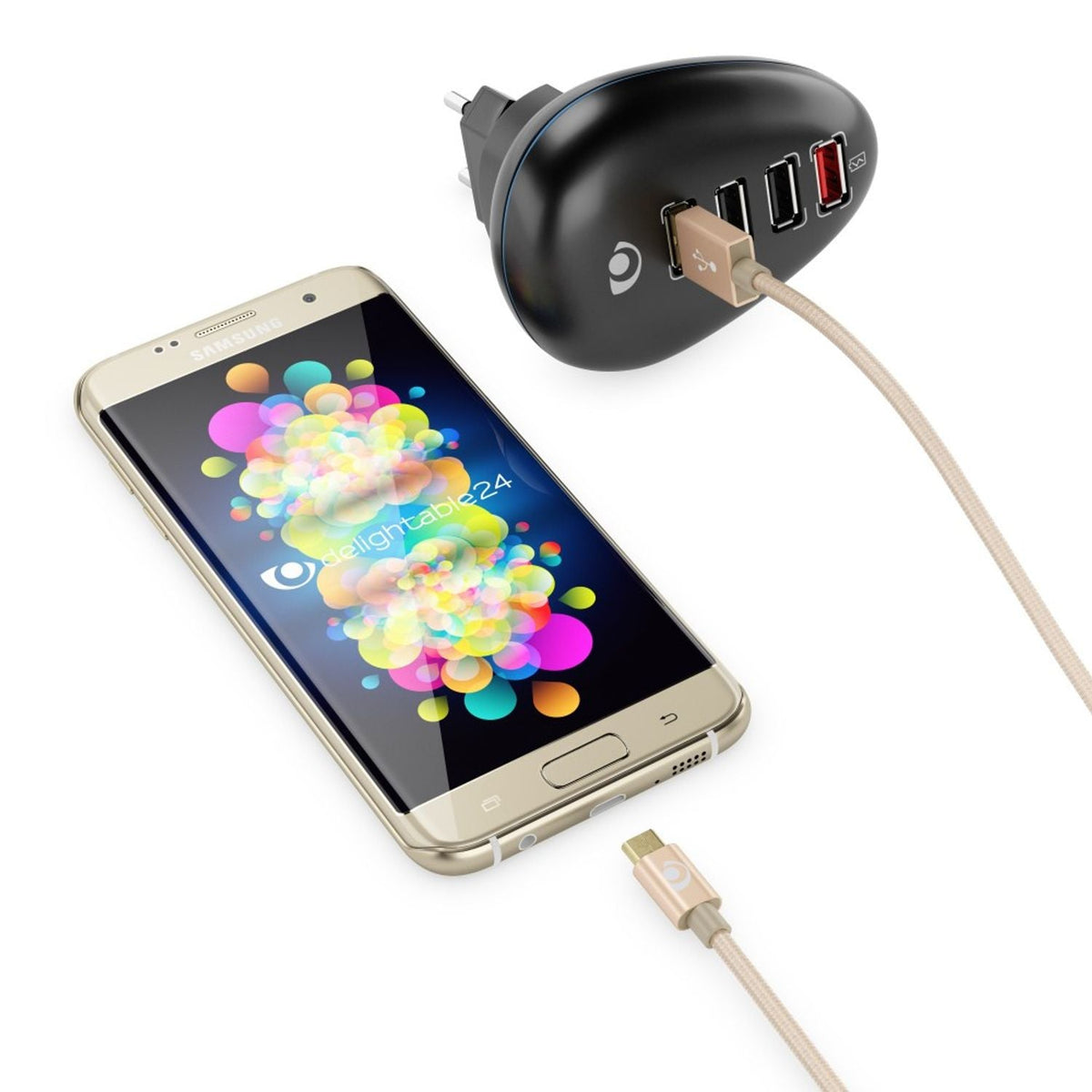 NALIA 2m Micro USB Kabel, Stabiles Nylon umflochtenes Sync Handy High Speed Ladekabel/ Datenkabel kompatibel mit z.B. Android Smartphones, Samsung, Huawei, HTC, LG, Sony, Nokia etc. - Gold