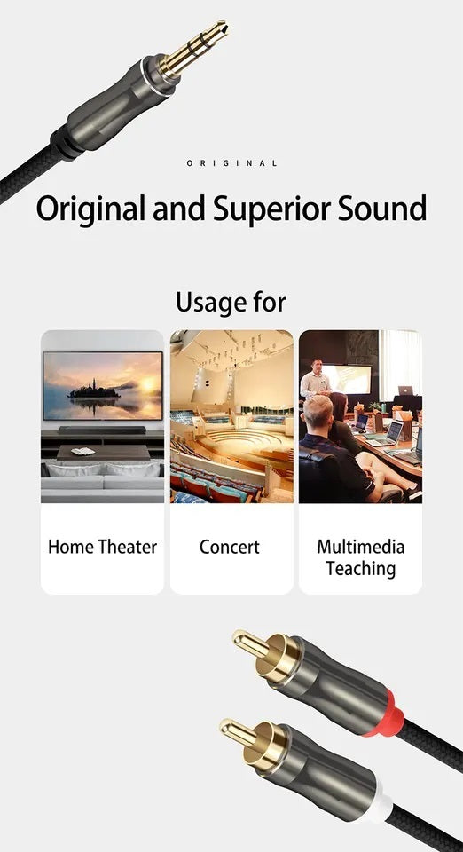 AUX 3,5-mm-Stecker auf Cinch-Stecker, Audio-Cinch, vergoldet