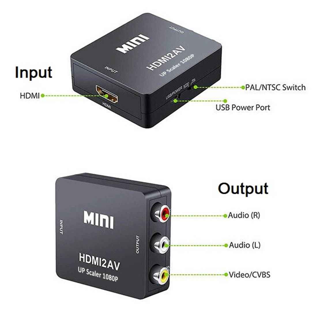 HDMI zu AV Adapter Full HD 1080P HDMI zu Video Audio RCA Konverter USB Kabel - DREIKS