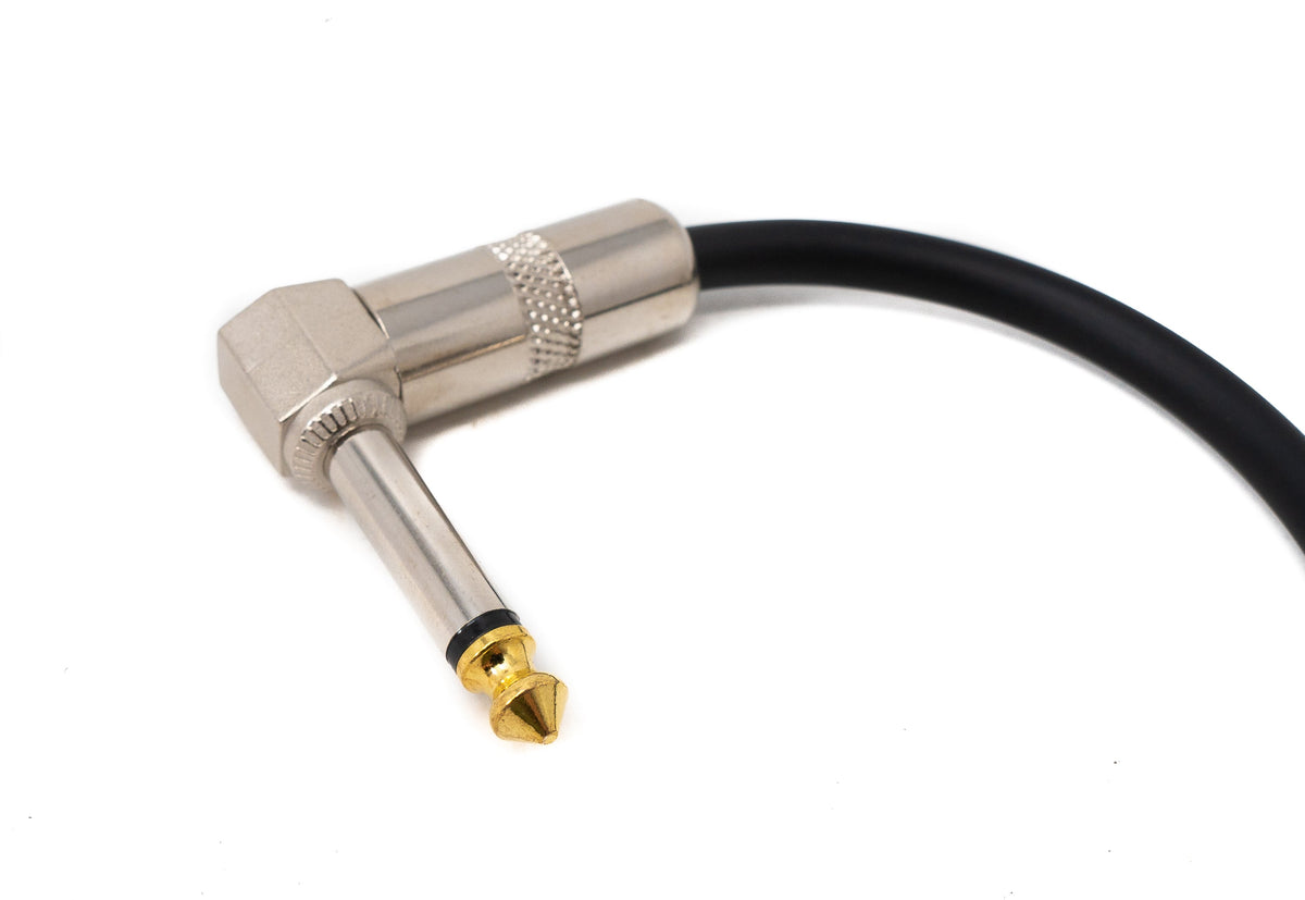 Audio Kabel 15 cm 6.35 mm Klinke Stecker zu Stecker Winkel AUX Schwarz | System-S