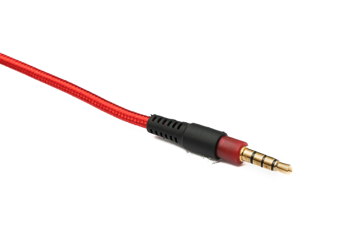 SYSTEM-S Audio Replacement Cable 150 cm AUX 3.5 mm Jack Braided Red for Hyperx Cloud Mix Alpha