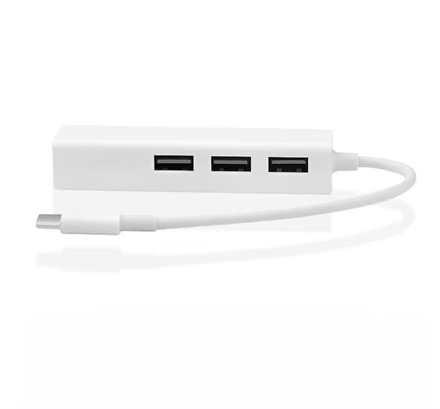 USB A auf 3x USB A und RJ45 Ethernet Lan Adapter Hub Mac USB-A 10/100 Mbps - DREIKS