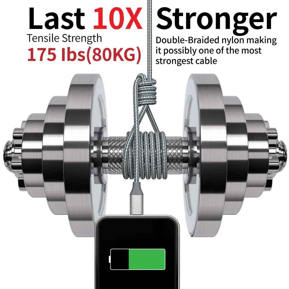 Ladekabel für iPhone USB-A auf 8-Pin Nylon Datenkabel 3A USB 2.0 Handy - DREIKS