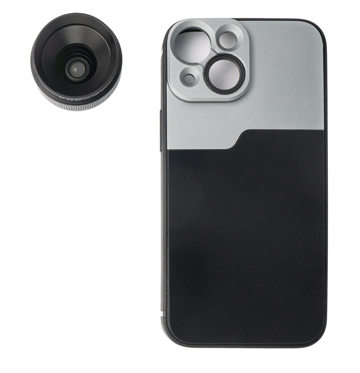 SYSTEM-S Macro Lens 1.1x to 2.8x Filter with Case in Black for iPhone 13 Mini