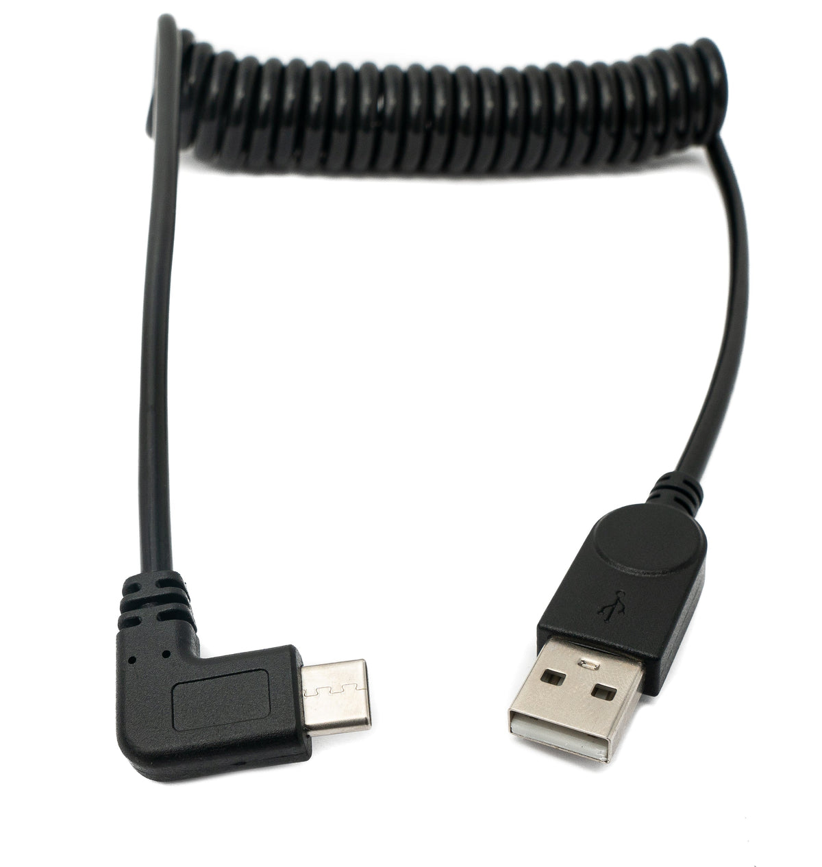USB 3.1 Kabel 120 cm Typ C Stecker zu A Stecker Spirale Winkel Schwarz | System-S