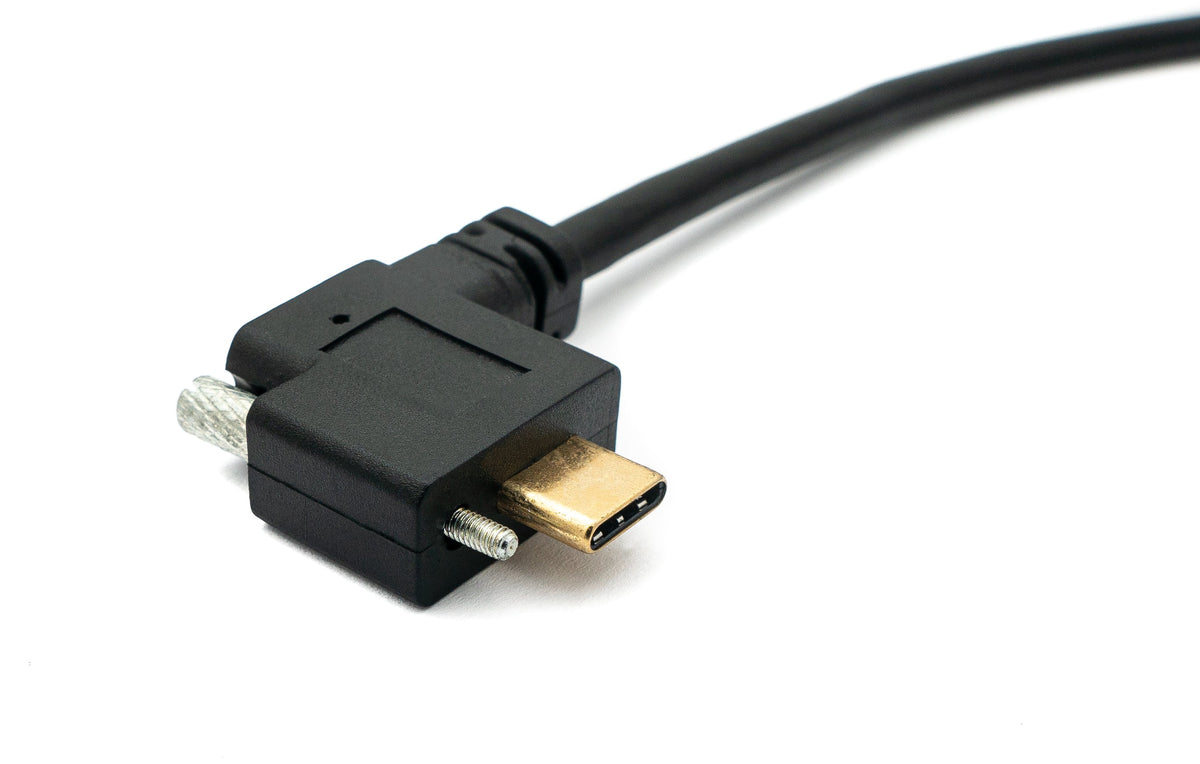 USB 3.1 Kabel 200 cm Typ C Stecker zu Buchse Schraube Winkel in Schwarz | System-S
