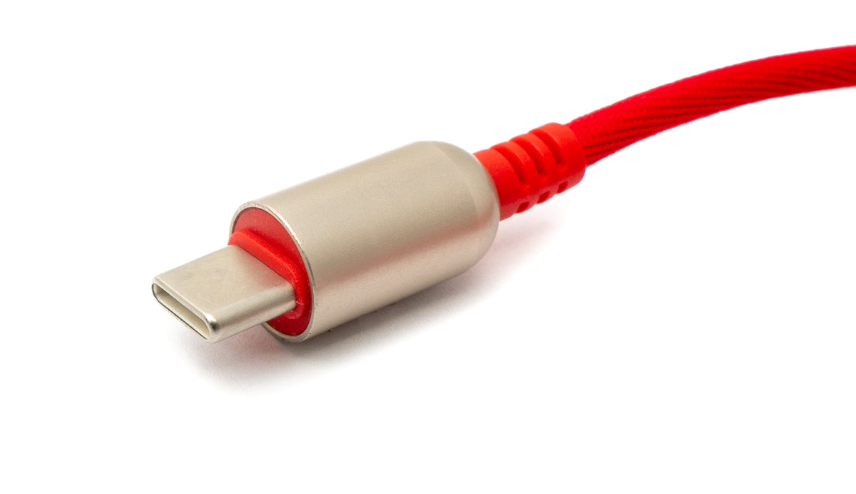 SYSTEM-S USB 3.1 cable 100cm Type C male to 3.0 Type A male braided angle in red