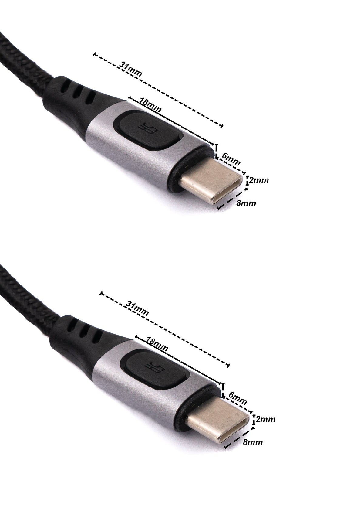 USB 3.1 Gen 2 Kabel 100 cm Typ C Stecker zu Stecker geflochten | System-S
