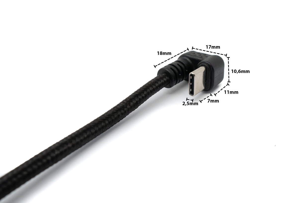 USB 3.1 U Turn 180° Kabel 150 cm Typ C Stecker zu 2.0 Typ A Stecker geflochten | System-S