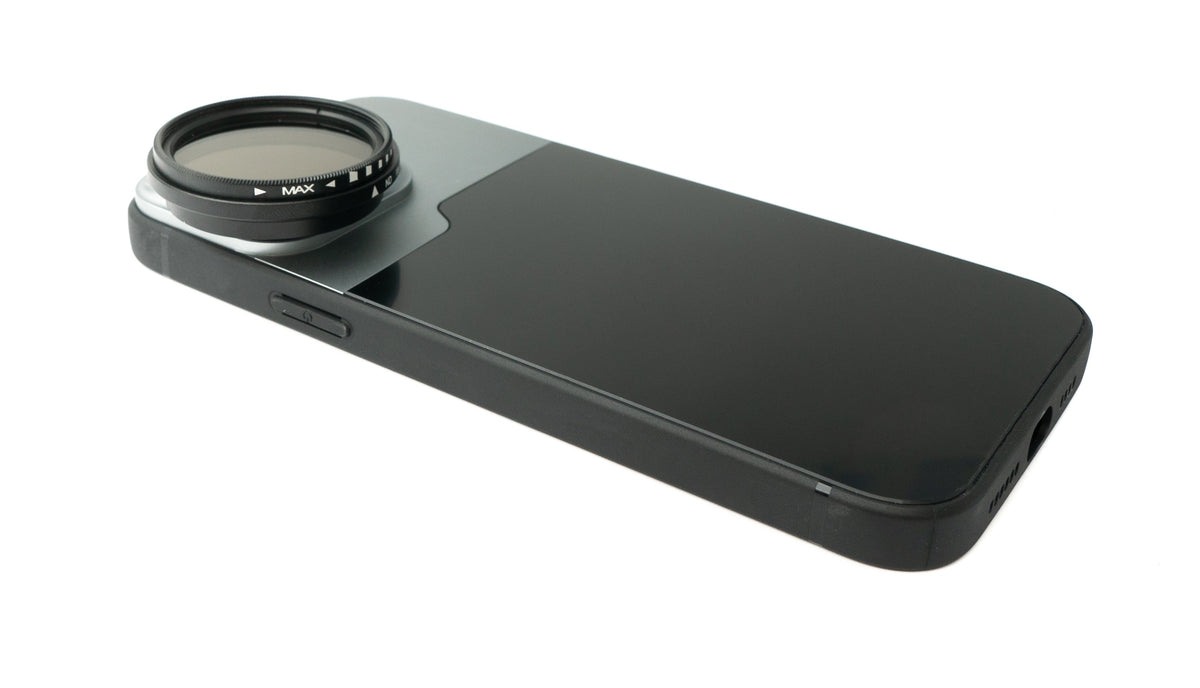 SYSTEM-S ND Vario Filter 37 mm 2 to 4000 Neutral Density with Case for iPhone 13 Pro Max