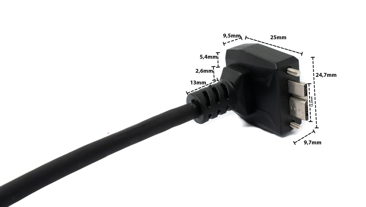 SYSTEM-S USB 3.0 cable 30 cm Micro B plug to Type A plug screw angle in black