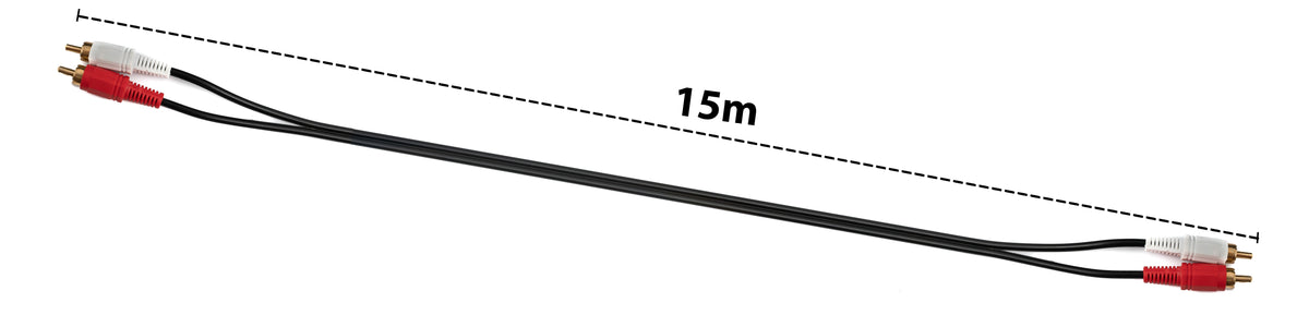Cinch 2 RCA Kabel 15 m Stecker zu Stecker Stereo AV in Schwarz | System-S
