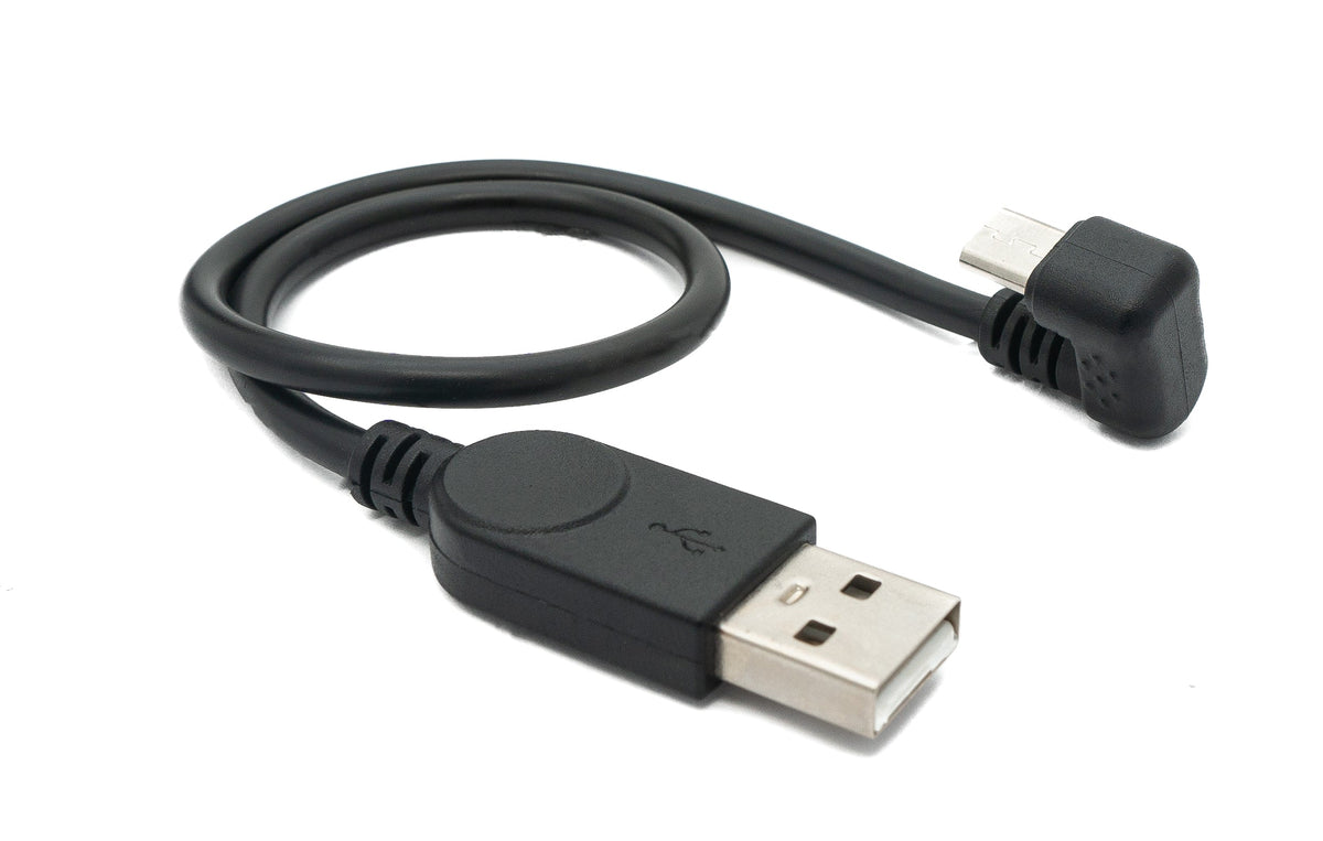 SYSTEM-S USB 2.0 cable 30 cm Micro B plug to Type A plug 180° angle black