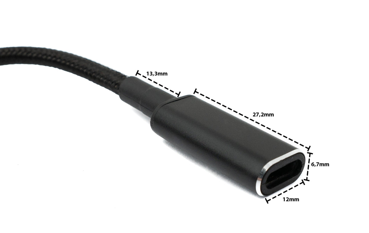 SYSTEM-S USB 3.1 cable 16 cm Type C female to Rectangle 11.0 x 4.5 mm male braided