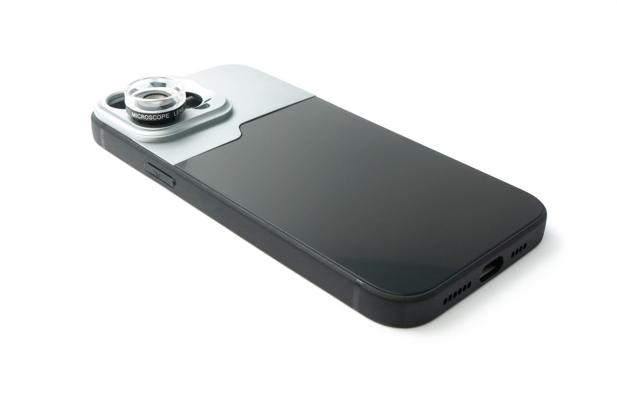 Makro Linse 30x Mikroskop Filter mit Hülle in Schwarz für iPhone 13 Pro Max | System-S