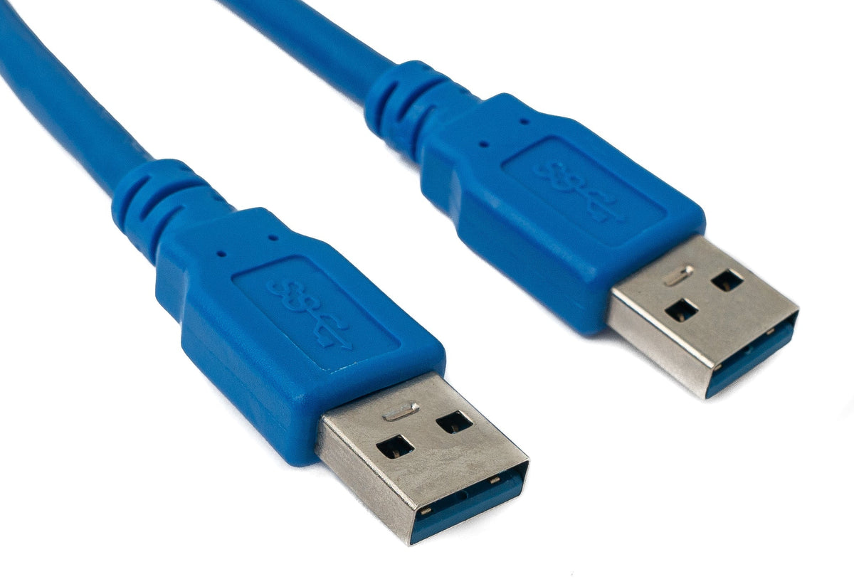 USB 3.0 Doppel Kabel 50 cm 2x Typ A Stecker zu 2x Typ A Buchse Schraube in Blau | System-S